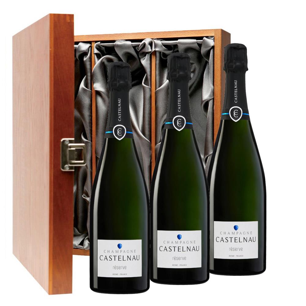 Castelnau Brut Reserve Champagne 75cl Three Bottle Luxury Gift Box